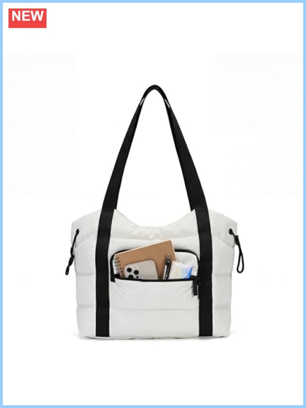 Quilted Puffer Tote Bag Lightweight Shoulder Bag 20L Multiple Pockets